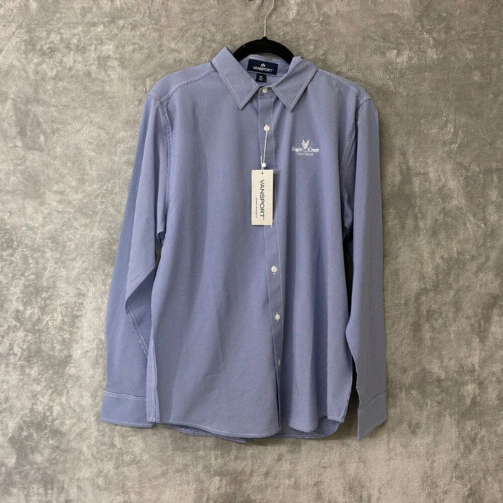 Vansport Dress shirt Men’s size M stretch Poplin mini check Eagle Creek